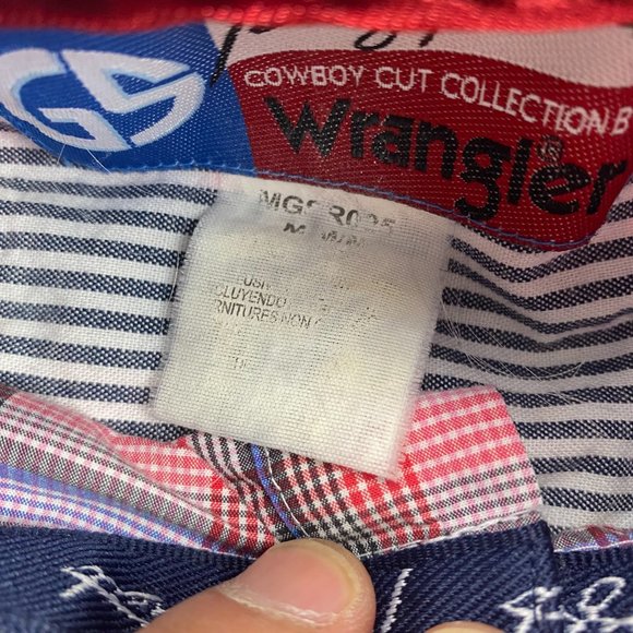 Wrangler Shirt Men Medium M Red Blue Plaid Button Down Cowboy Collection… - Picture 5 of 9